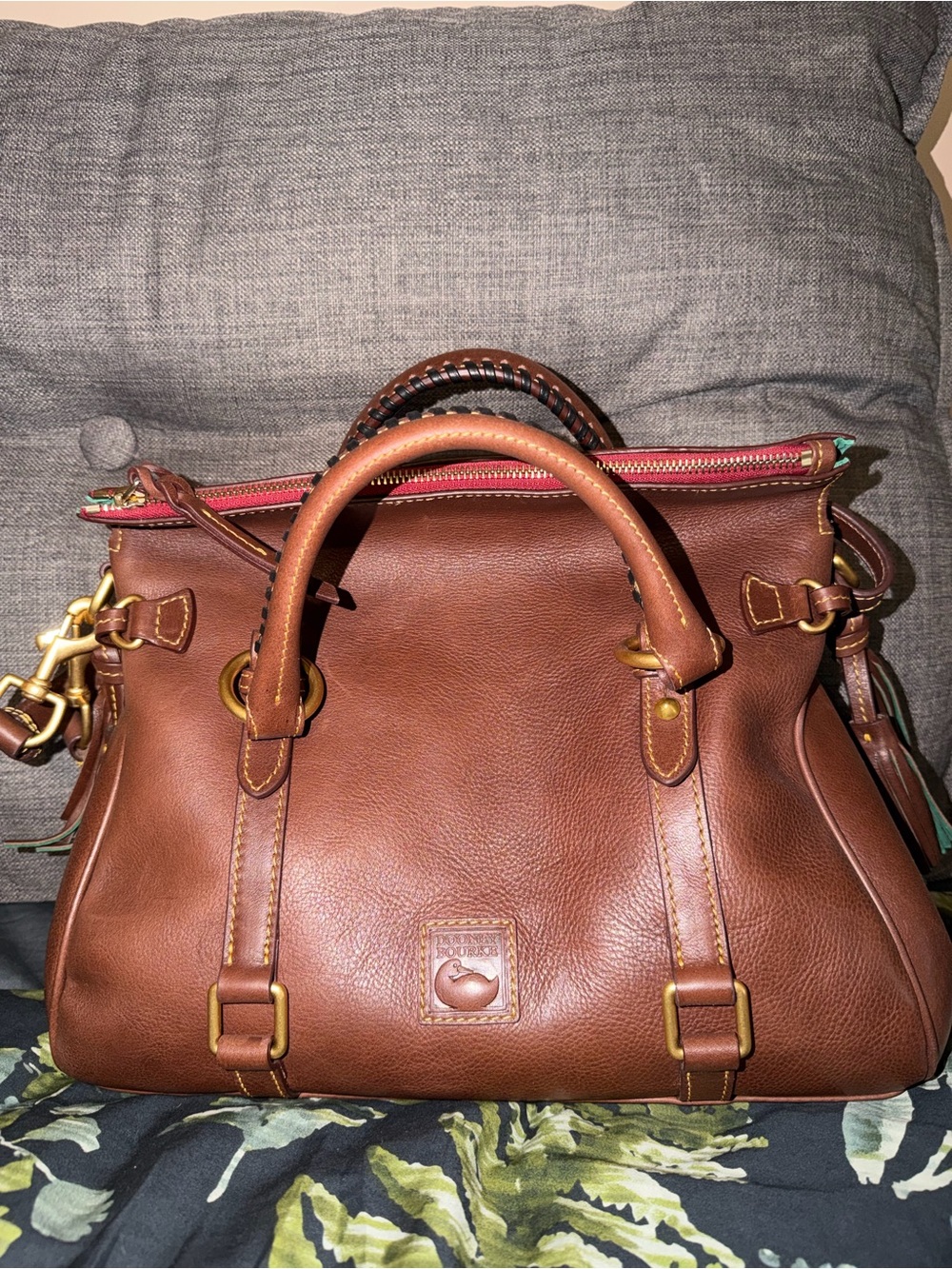 NWT Dooney & Bourke Large Florentine Chestnut Leather Satchel